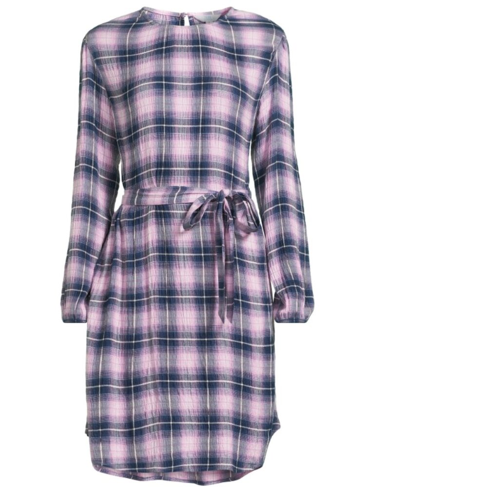 Summer Women's Belted Mini Dress with Long Sleeves M